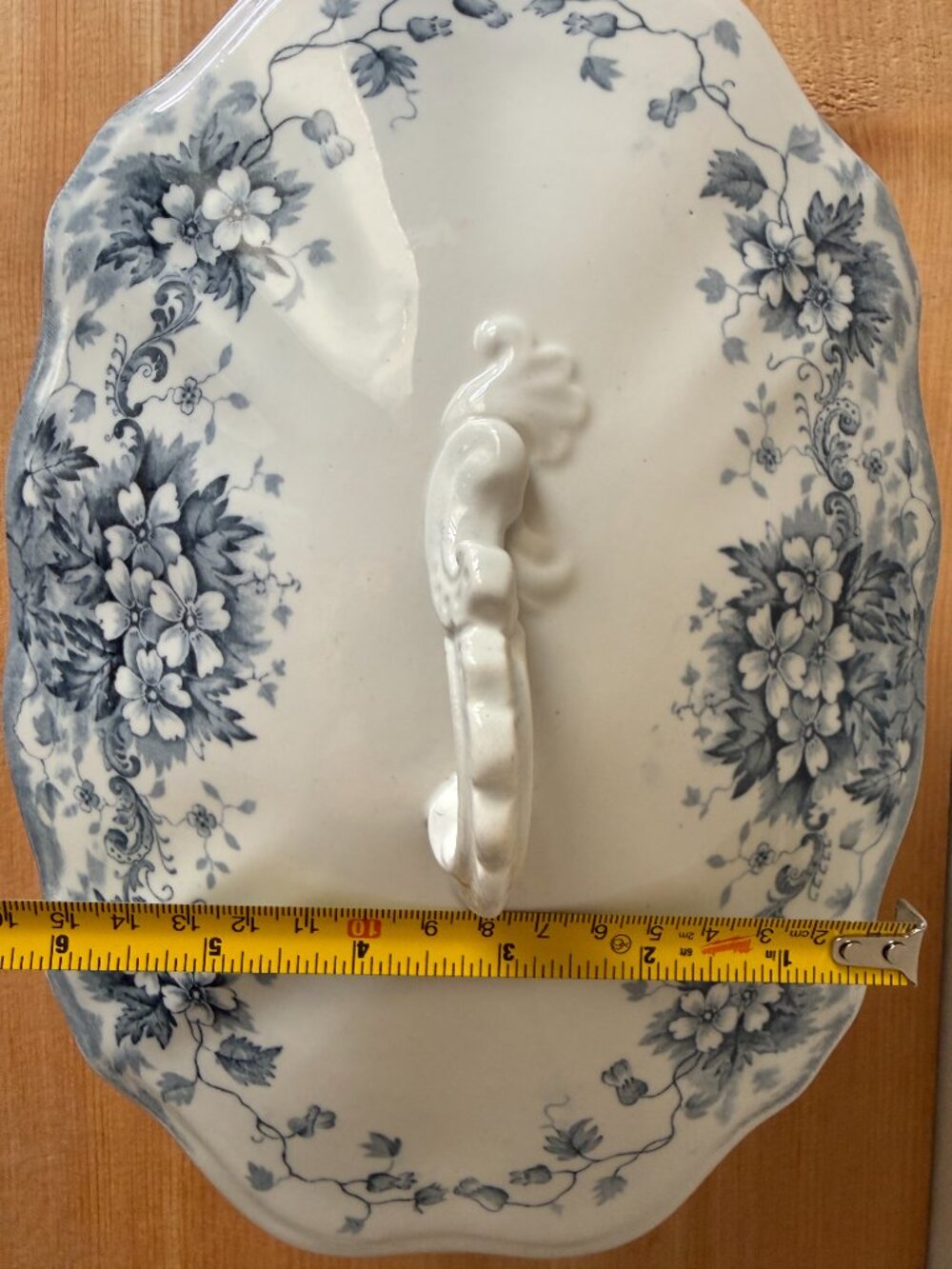 Antique 1893 JHW & Sons Stratford Blue Gray Transferware Tureen | Lidded Dish - Picture 12 of 13